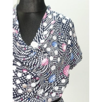 Bluzka lejący dekolt woda - kolorowe bąbelki i groszki